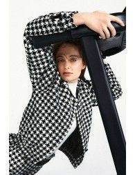 Black-and-white houndstooth jacket