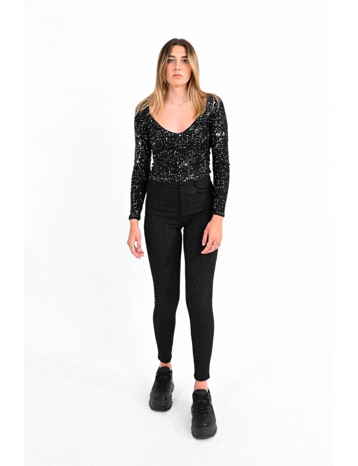 Thin stripes slim small pants