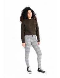 Stretch slim small checkered pattern pants