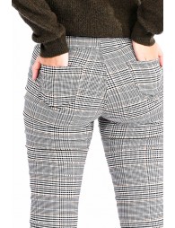 Stretch slim small checkered pattern pants