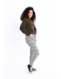 Stretch slim small checkered pattern pants