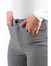 Stretch slim small checkered pattern pants