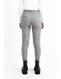 Stretch slim small checkered pattern pants