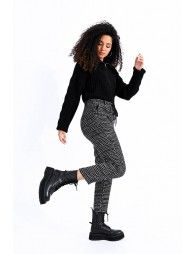High-rise checked pants