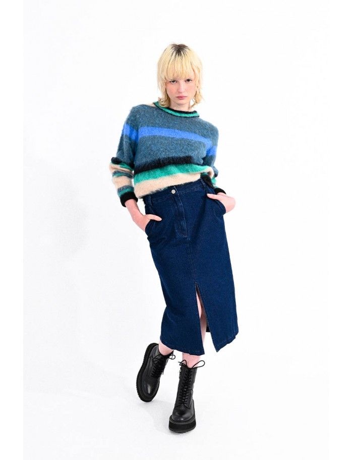 Denim pencil skirt