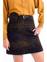 Plaid Mini skirt with belt and pouch