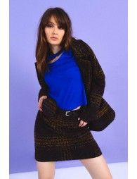 Plaid Mini skirt with belt and pouch
