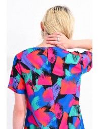 Mini dress in color block print