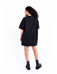 Leopard printed denim dress