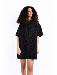 Leopard printed denim dress