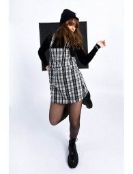 Plaid overalls dress