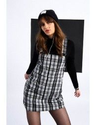 Plaid overalls dress