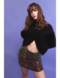 Double-breasted turtleneck sweater