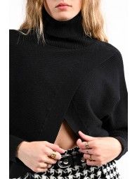 Double-breasted turtleneck sweater
