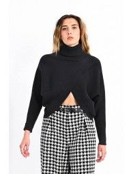 Double-breasted turtleneck sweater