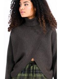 Double-breasted turtleneck sweater