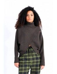 Double-breasted turtleneck sweater