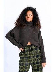 Double-breasted turtleneck sweater