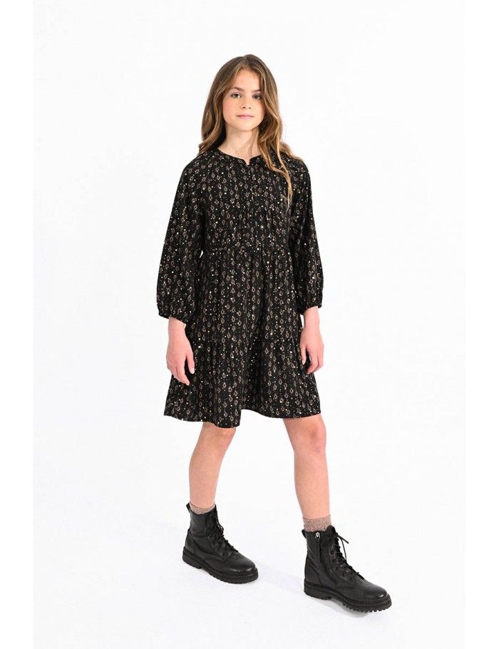 Printed dress with puffed sleeves