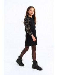 Sweater dress with sequin sleeves
