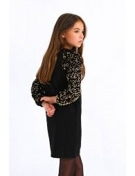 Sweater dress with sequin sleeves