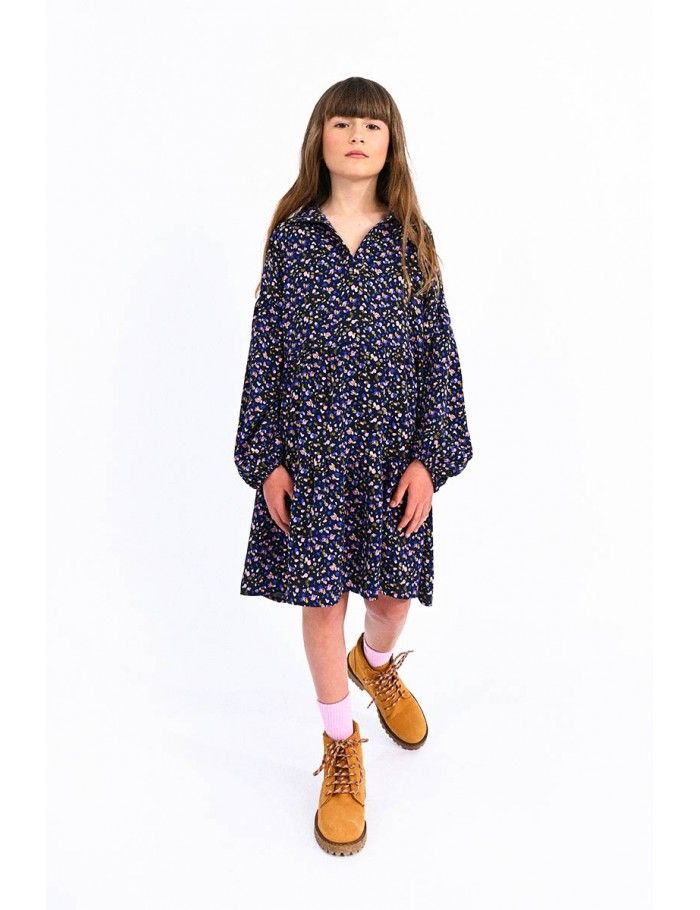Printed shirt collar dress