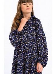 Printed shirt collar dress