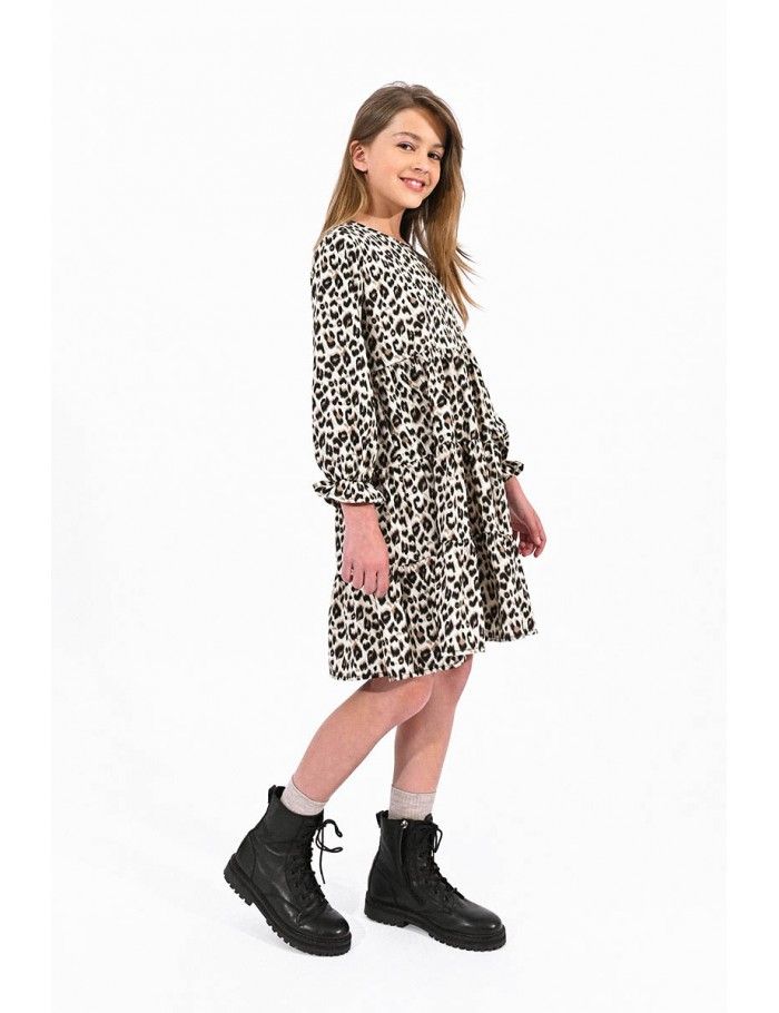 Flared dress with panther print