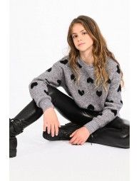 Casual jumper with heart pattern