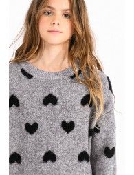 Casual jumper with heart pattern