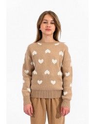 Casual jumper with heart pattern