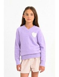 V-neck sweater, heart pattern