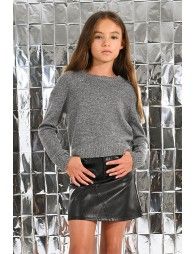 Knitted sweater with iridescent mesh