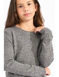 Knitted sweater with iridescent mesh