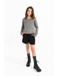 Knitted sweater with iridescent mesh