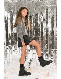 Knitted sweater with iridescent mesh
