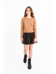 Knitted sweater with iridescent mesh