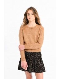 Knitted sweater with iridescent mesh