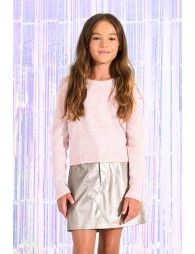 Knitted sweater with iridescent mesh