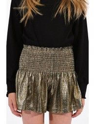 Lamé shorts with smocked waistband