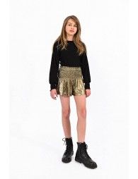 Lamé shorts with smocked waistband