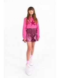 Lamé shorts with smocked waistband