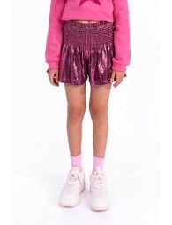 Lamé shorts with smocked waistband