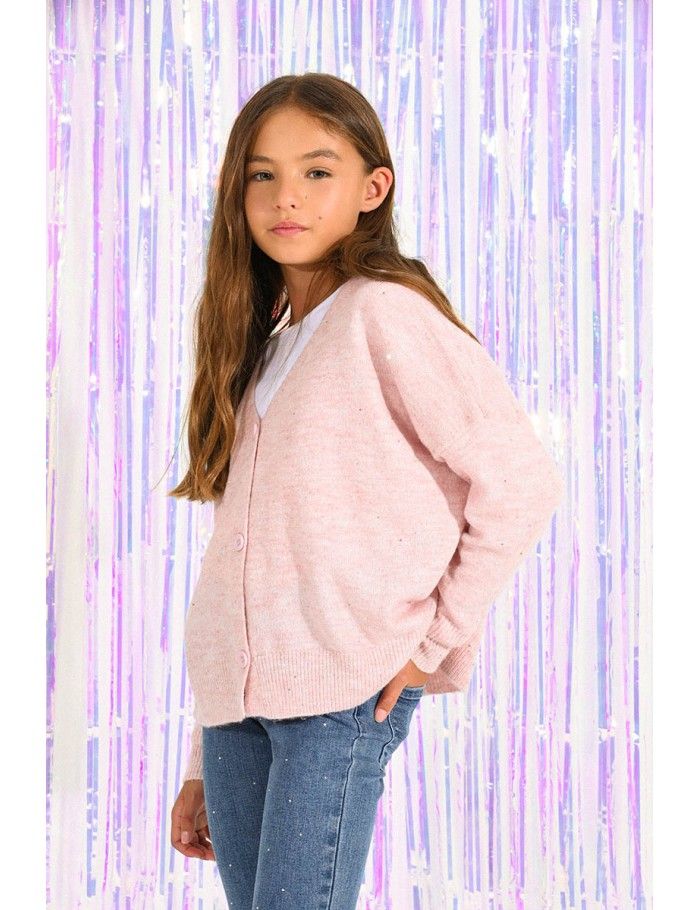 V-neck knit cardigan