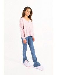 V-neck knit cardigan