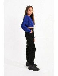 Cropped sweater with cable knit