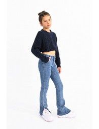 Cropped sweater with cable knit