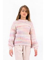 Round neck sweater in chunchy knit