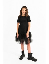 Dress with tulle and gathers