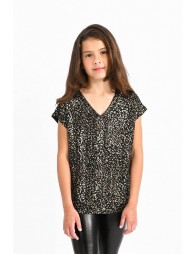 V-neck Tee with iridescent print